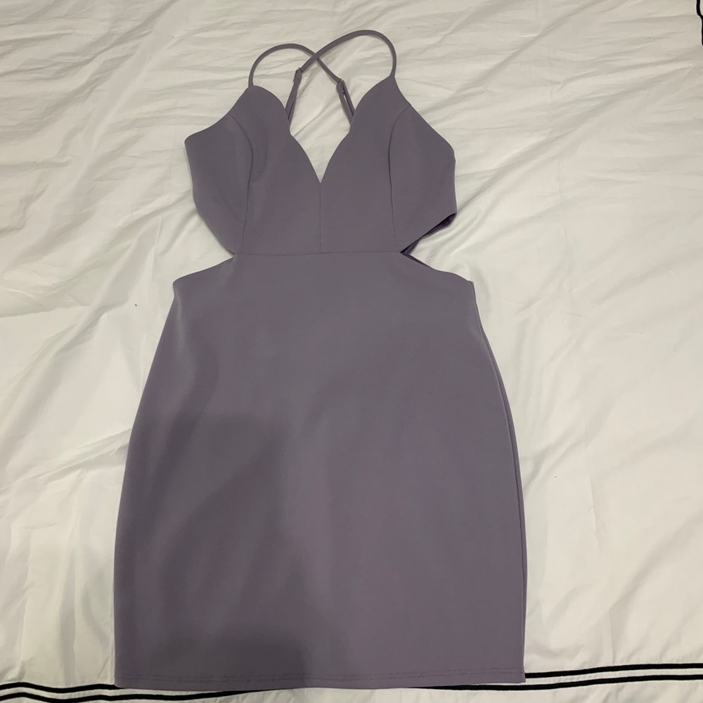 Sunset + Spring Purple Cocktail Dress with Cutouts